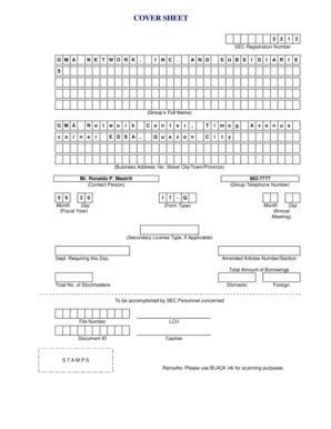 cover sheet for registration sec xls